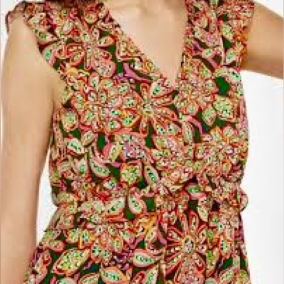 J.Crew Factory Floral Print Ruffle V-neck Mini Dress - Picture 2 of 14